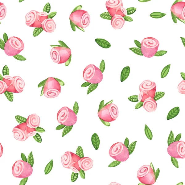 Padrão sem costura de rosas cremosas rosa — Fotografia de Stock