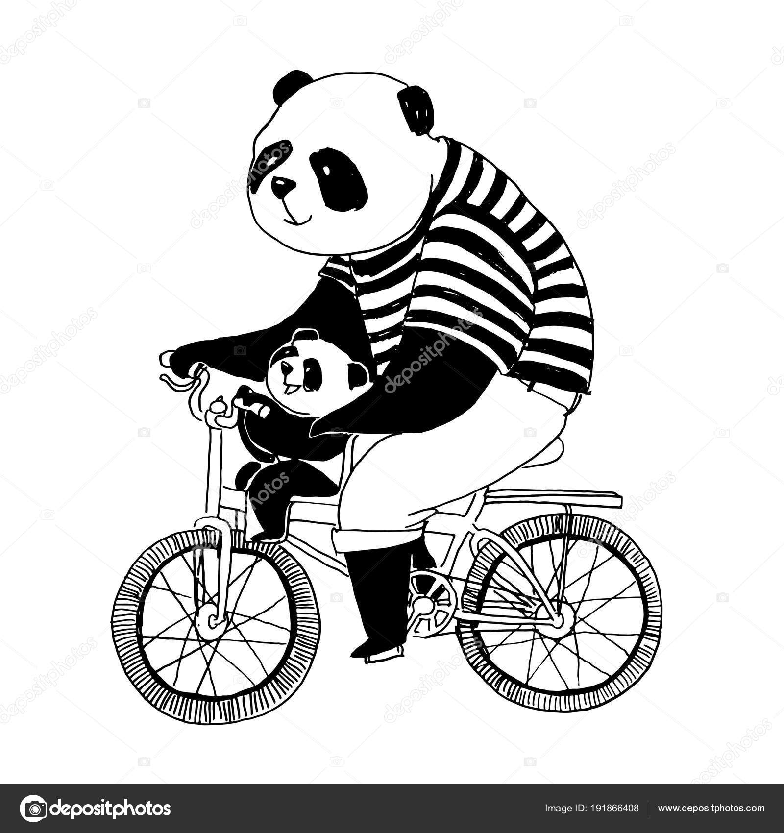 disegno bicicletta papa e figlio bianco e nero