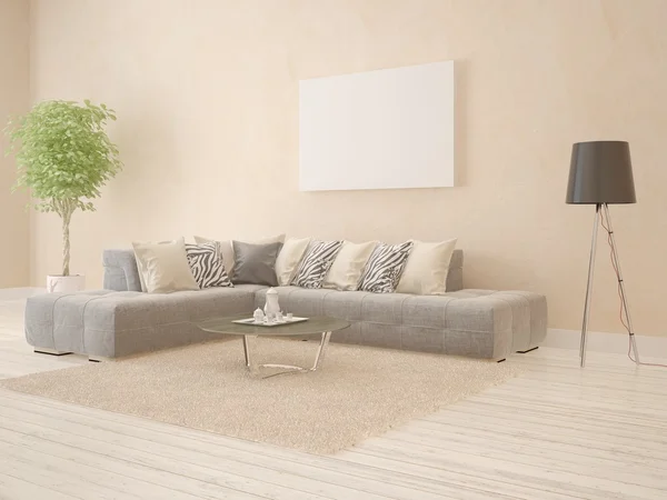 Modern oturma odası, köşe kanepe. — Stok fotoğraf