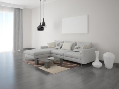 Parlak rahat oturma odası.