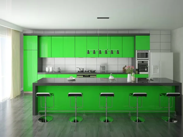 Привіт-Tech зелений кухня . — стокове фото
