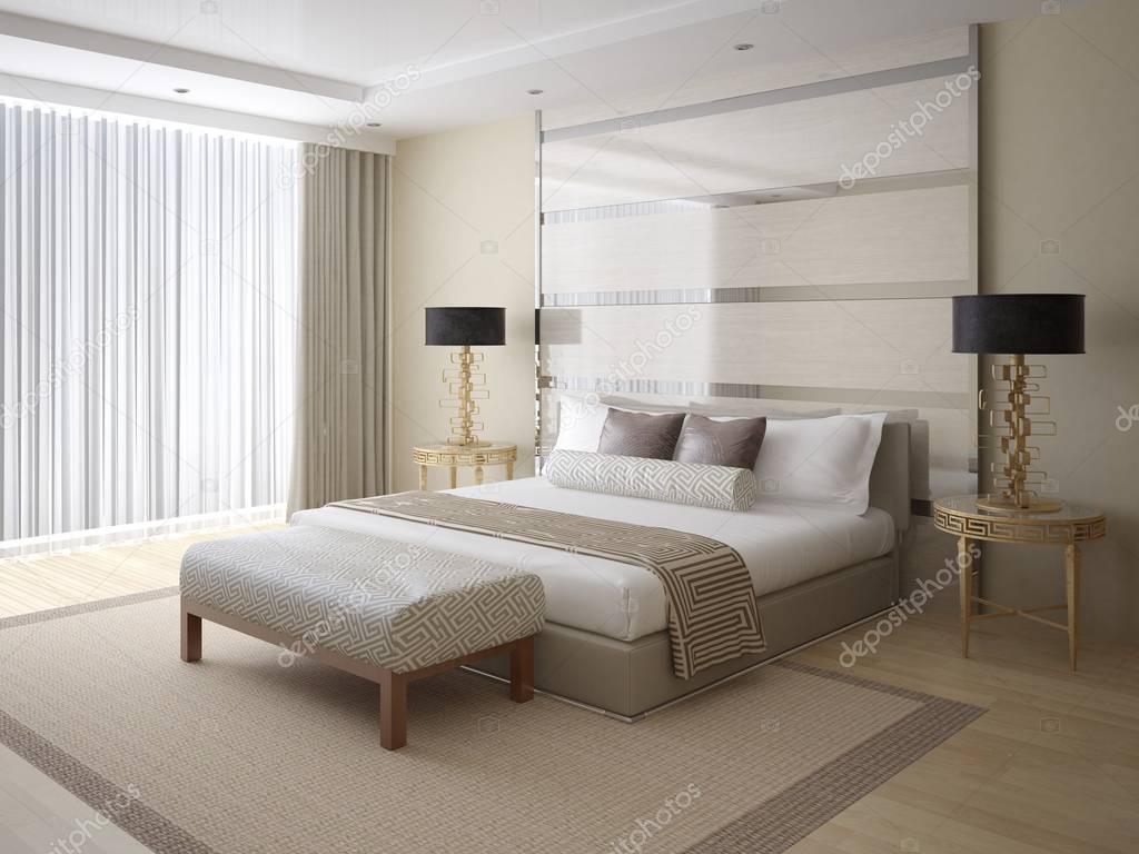 Modern bright and spacious bedroom.