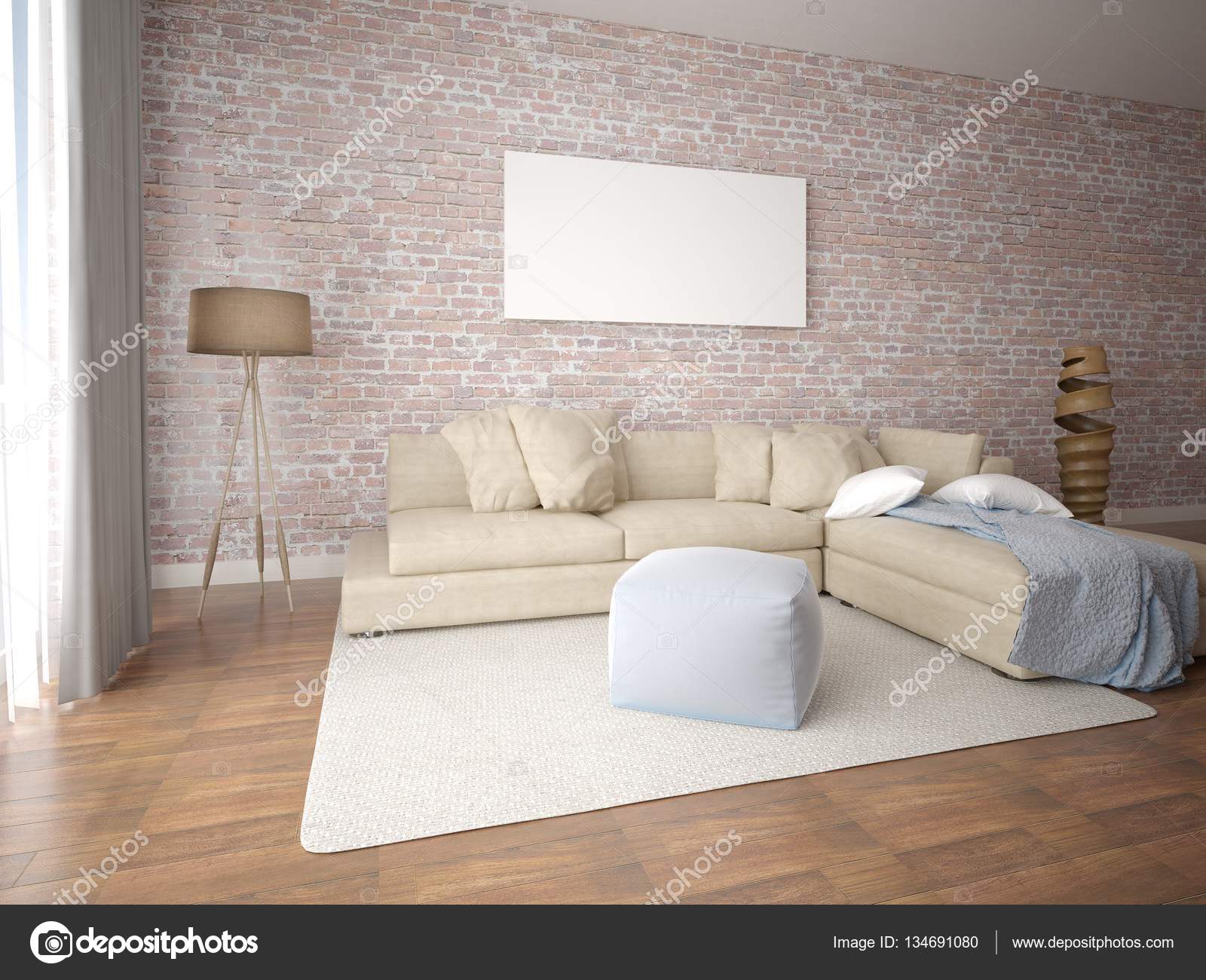 Mock up poster moderno salotto con un divano ad angolo — foto stock ... Poster per salotto