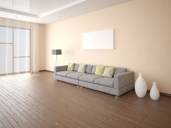 Simular cartel marco vacío en una elegante sala de estar . — Foto de Stock