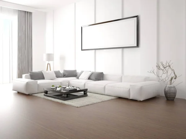 Mengubah bingkai kosong di sofa sudut stylish . — Stok Foto