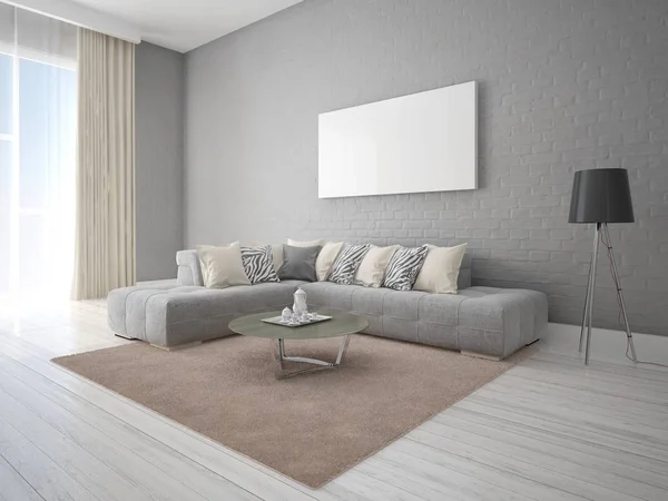 Mock up em uma elegante sala de estar com um sofá exclusivo . — Fotografia de Stock