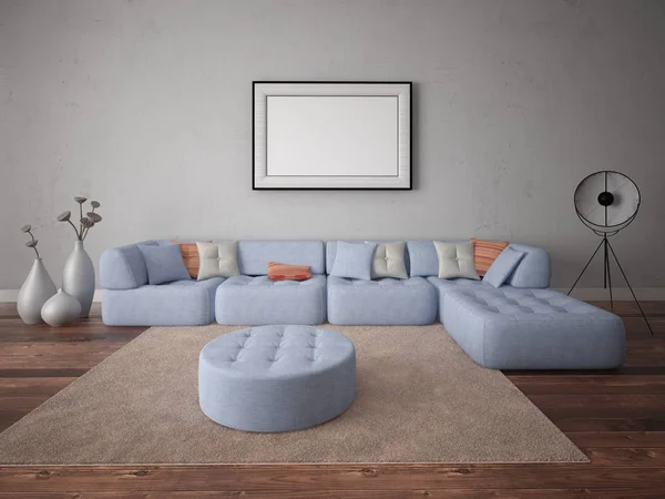 Mock up in a spacious bright living room. — Stock Photo, Image