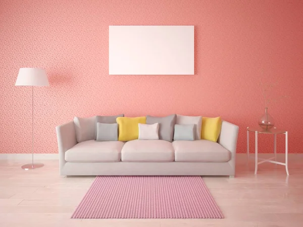Mock up a sala de estar em estilo escandinavo . — Fotografia de Stock