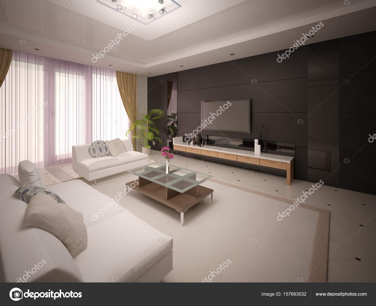 Salone moderno elegante con arredamento confortevole — foto stock ... Arredamento moderno elegante