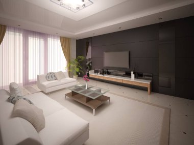  Rahat mobilyalar ile modern şık oturma odası.