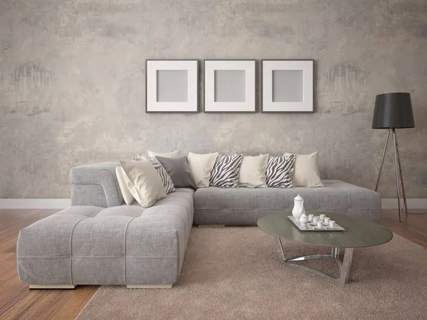  Bir gri köşe kanepe ile şık bir oturma odası kadar alay.