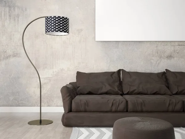 Simular la sala de estar con un sofá moderno . — Foto de Stock