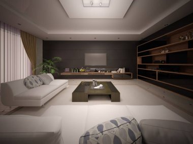  Şık mobilyalar ile modern moda oturma odası.