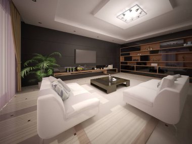 Şık iç mekanlara modern oturma odası.