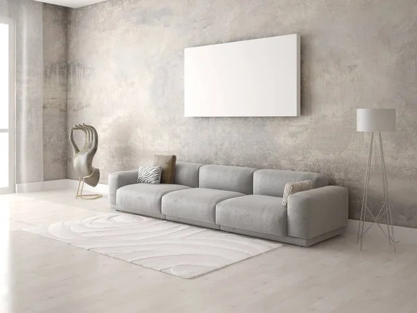 Imbrogliare un soggiorno elegante con un divano esclusivo . — Foto Stock
