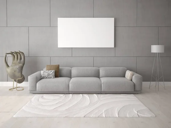 Prepara la sala de estar con un sofá elegante . — Foto de Stock