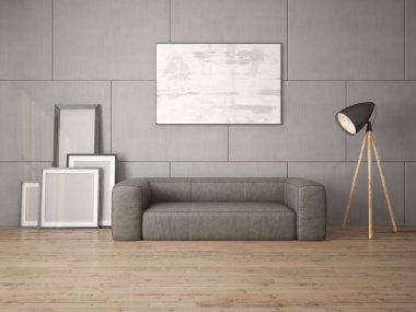 Bir deri kanepe ile modern bir oturma odası kadar alay.