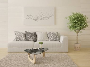  Kompakt bir kanepe ile parlak bir oturma odası kadar alay.