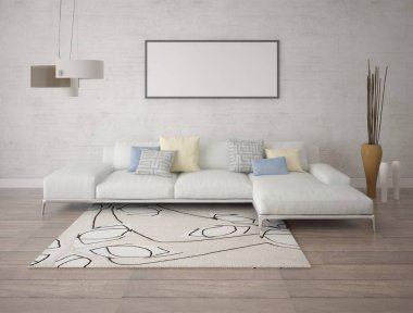 Bir köşe ışık kanepe ve ışık hipster trendy bir oturma odası kadar alay.