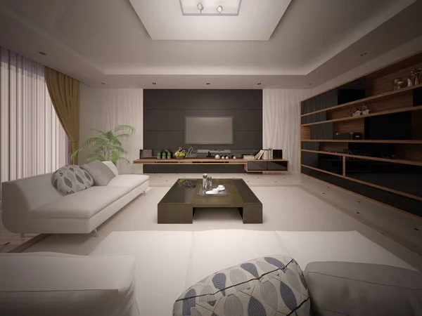 Modern Living Room Fashionable Furniture Stylish Background — Stock Photo, Image