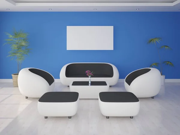 Mock Modern Living Room Tech Furniture Stylish Background — Stock Photo, Image