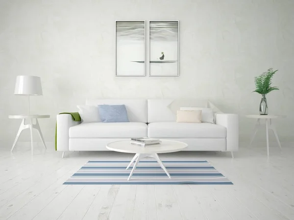 Prepara Una Elegante Sala Estar Con Sofá Ligero Moda Yeso —  Fotos de Stock