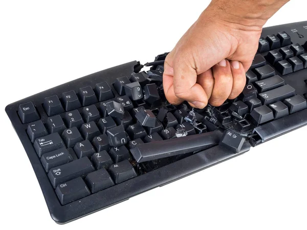 Клавиатура разбита разъяренным пользователем — стоковое фото