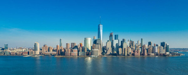 Manhattan Downtown Panorama with World Trade Center