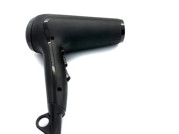 Black Hair Dryer Isolated White Background Modern Trendy Hair Dryer — Stock Photo, Image