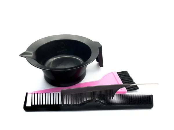 Bowl Paint Hairbrush Pink Brush Isolated White Background Set Professional — Stock Photo, Image