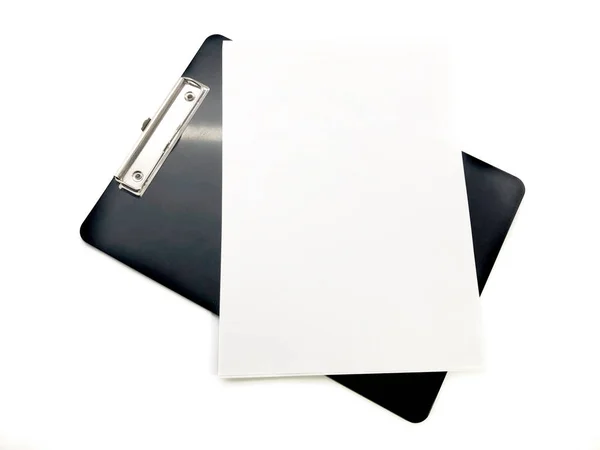 Planchette Isolate Fondo Bianco Cartella Lavoro Ufficio Compressa Con Carta — Foto Stock