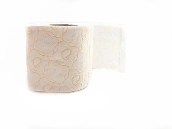 Toiletpapier Geïsoleerd Een Witte Achtergrond Toiletpapier Met Een Patroon — Stockfoto