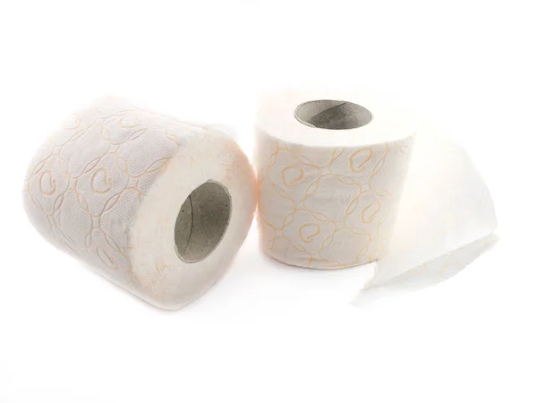 Toiletpapier Geïsoleerd Een Witte Achtergrond Samenstelling Van Rollen Toiletpapier Toiletpapier — Stockfoto