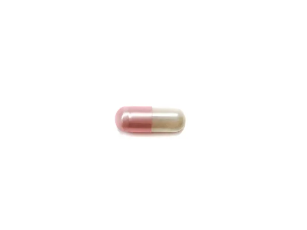 Tablet Geïsoleerd Een Witte Achtergrond Medische Capsule Roze Pil — Stockfoto