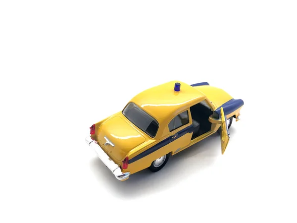 Spielzeugauto Isoliert Auf Weißem Hintergrund Gelbes Auto Für Kinder Oldtimer — Stockfoto