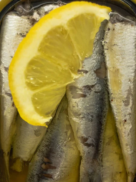 Background Sardines Lemon Fish Background — Stock Photo, Image