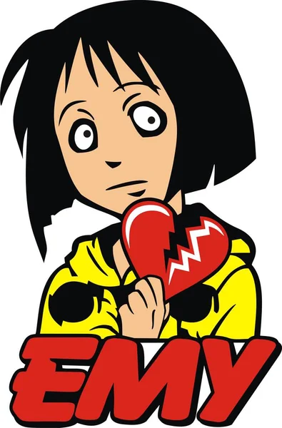 Corazón roto Valentine Emo — Archivo Imágenes Vectoriales