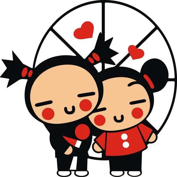 Kimono japanesse loving valentine — Stockvektor