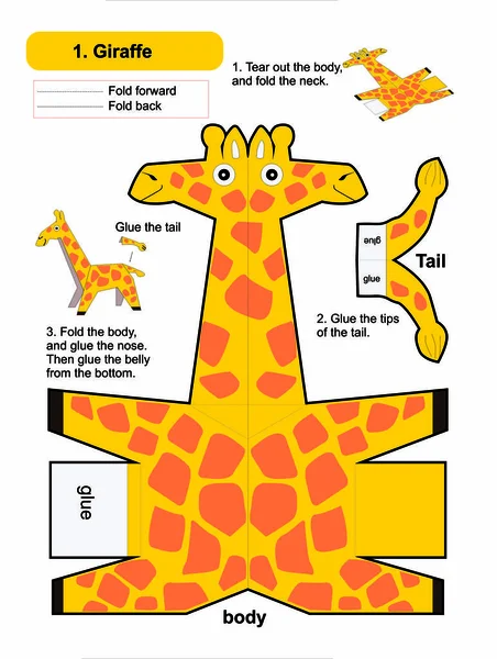 Origami Faltpapier Babykarte Mit Giraffe — Stockvektor