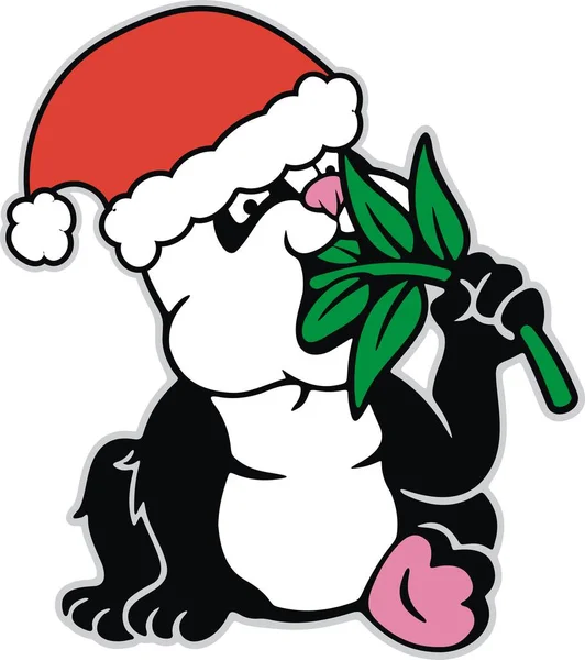 Noel 'de Noel Baba şapkası takan favori Panda yemeği