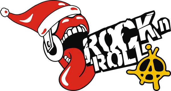 Rock Roll Anarchys Santa Celebrate Christmas Music — Stock Vector