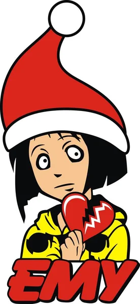 Noel Baba şapkası takan Genç Kırık Kalp Noel 'i kutluyor.