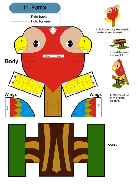 Origami 3d Papağanlı Katlanan Kağıt Bebek Kartı