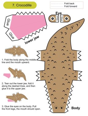Origami 3d Timsahlı Katlanan Kağıt Bebek Kartı