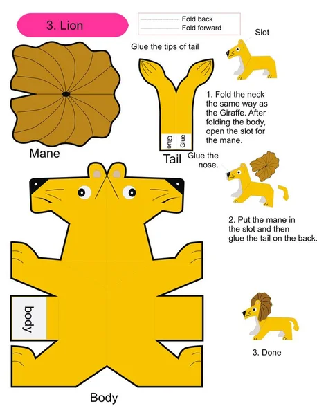 Origami Faltpapier Babykarte Mit Löwe — Stockvektor