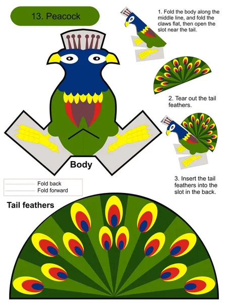 Origami 3d Peacock ile Katlanan Kağıt Bebek Kartı