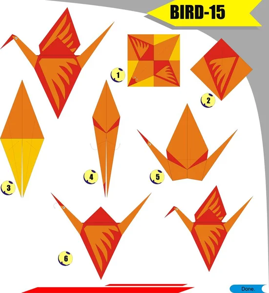 Çocuk eğitimi için kuş 15 ile origami 3d katlama kağıdı