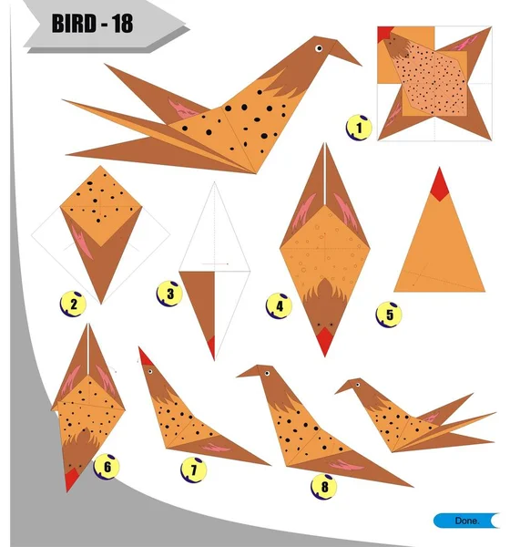 Çocuk eğitimi için kuş 18 ile origami 3d katlama kağıdı