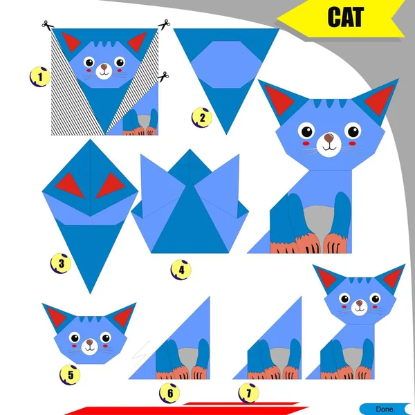 Cat ile çocuk eğitimi için origami 3d katlama kağıdı