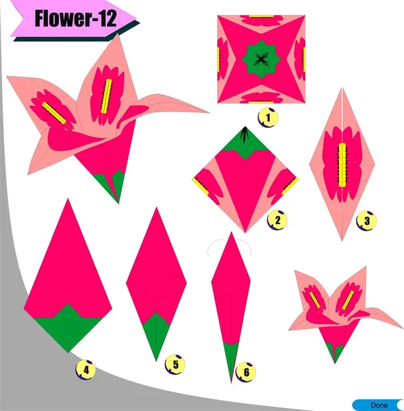 12 Çiçekli çocuk eğitimi için origami 3d katlama kağıdı